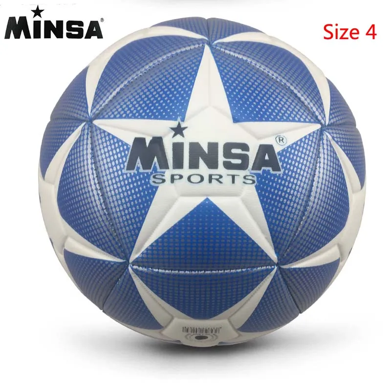 Бренд, MINSA, высокое качество, а+++ Стандартный Футбольный Мяч, ПУ футбольный мяч, тренировочные мячи, официальный размер 5 и размер 4, бал - Цвет: Size 4