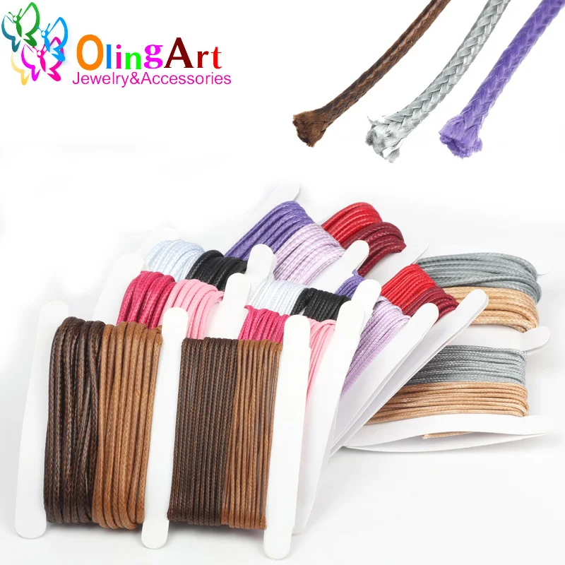 

OlingArt 8M/Card 2 Colors Mixed Waxed Cotton Beading Cord Thread Line 1.0mm and 2.0mm Jewelry Cord Jewelry Making nylon thread