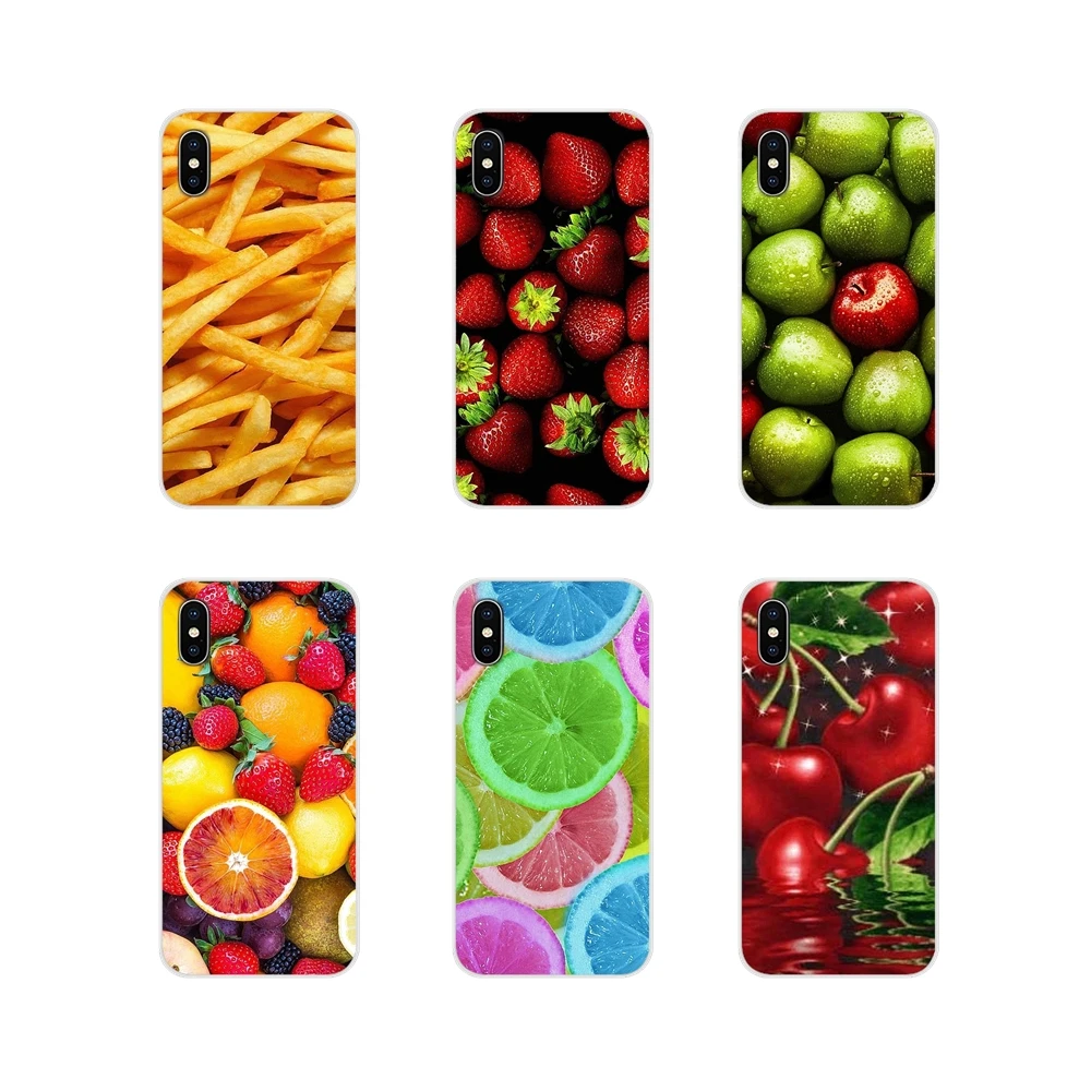 

For Huawei G7 G8 P7 P8 P9 P10 P20 P30 Lite Mini Pro P Smart Plus 2017 2018 2019 food Fries Fruits Grape Strawberry TPU Skin Case