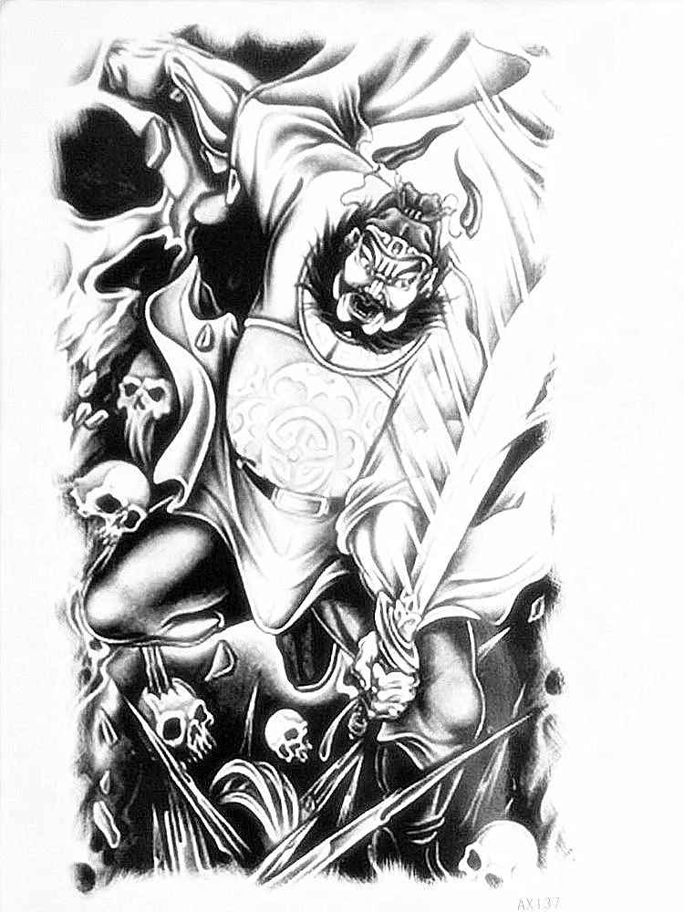 Ancient Chinese Zhong Kui Figure Tattoos Eradicate Devil