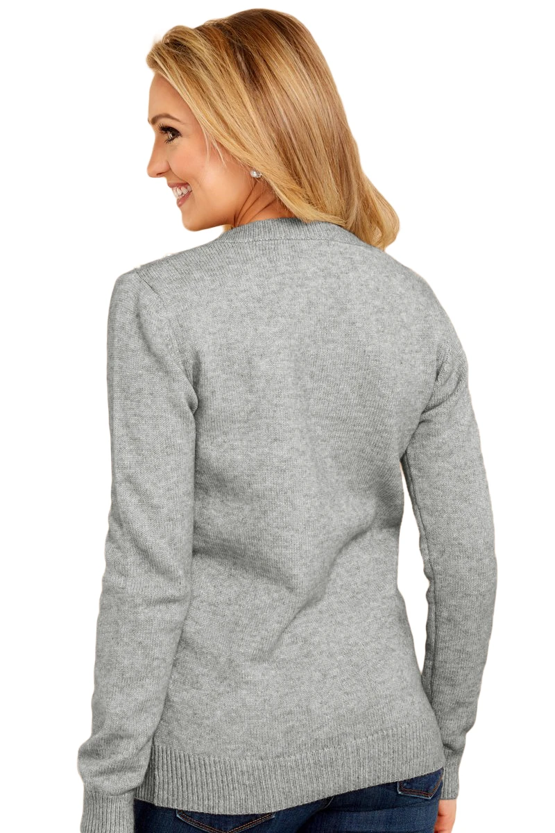 Ladies Double Slit Round Neck Long Sleeve Womens Fishernet Warm Knitted Jumper