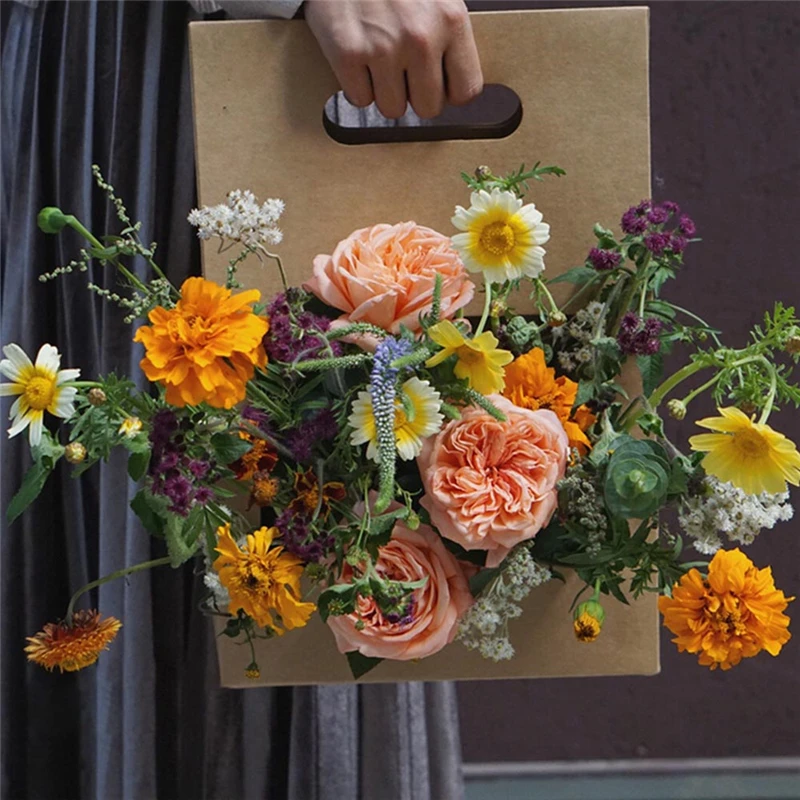 

38*25*12CM Kraft Paper Gift Bag Wedding Flower Packaging Recyclable Florist Gift Packaging Box Party Gift Packing