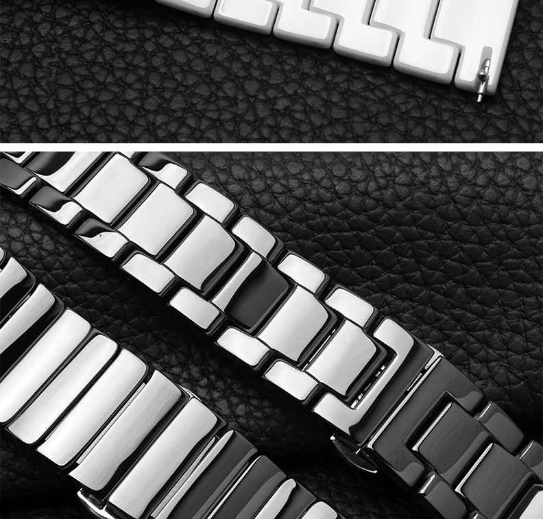Качественные керамические ремешки для часов 20 мм 22 мм черный серебристый водонепроницаемый браслет для huawei watch 2/Pro
