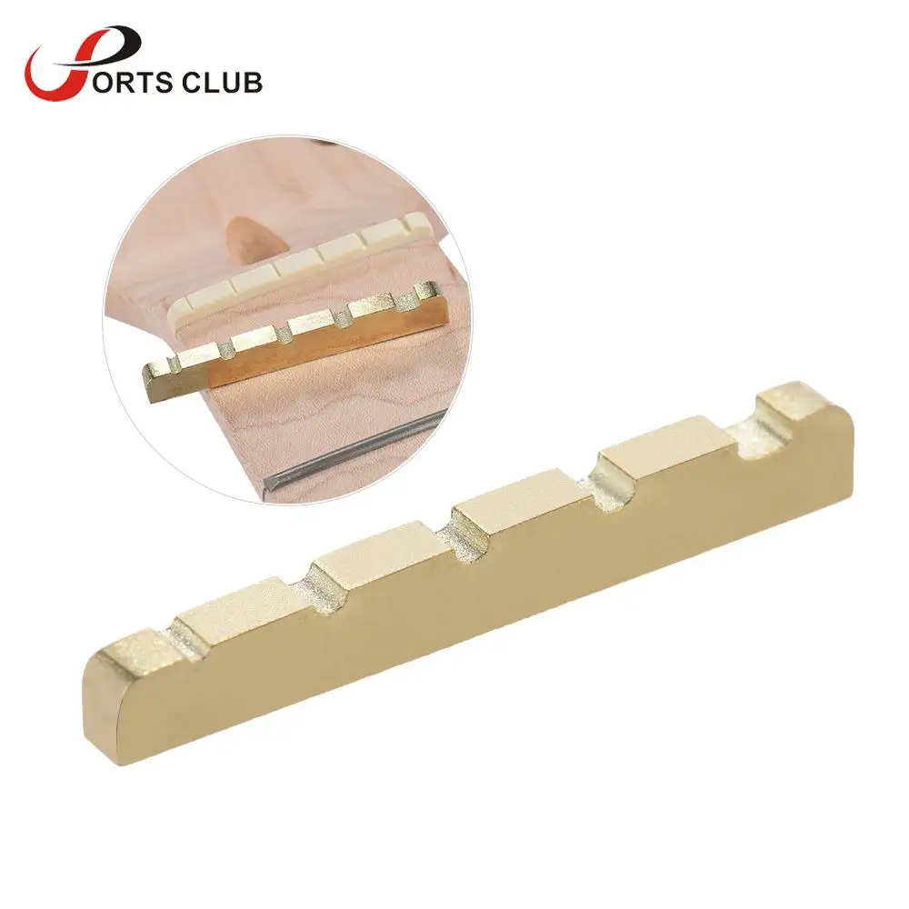 Pre slotted Brass Guitar String Nut for 5 string Electric Bass Guitar Part Replacement 45 * 3.5