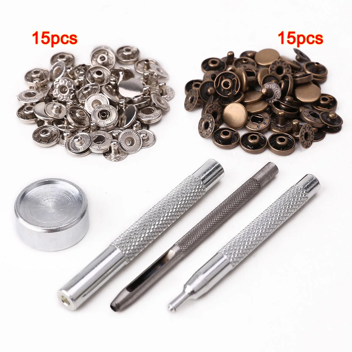 

30pcs 10mm metal push button + tool set for leather goods leather