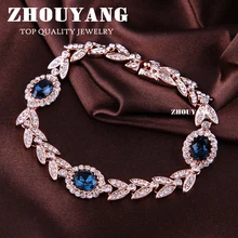 ZHOUYANG одежда высшего качества ZYH046 оливковая ветка Синий Кристалл розовое золото цвет браслет подлинные австрийские кристаллы