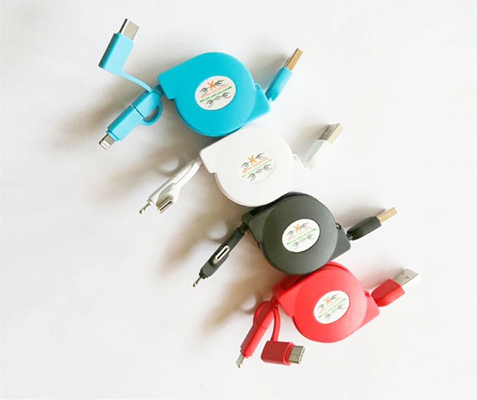 3 в 1 кабель для передачи данных для iPhone 8X7 6 6S Plus samsung Выдвижной usb type C Micro USB кабель для зарядки мобильного телефона для Android