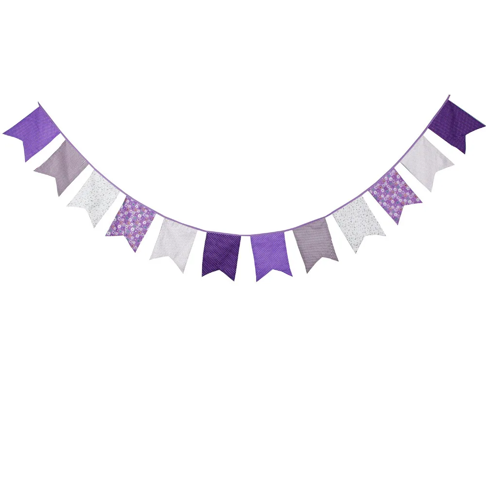 Perfect for weddings birthday party Handmade decorative bunting purple and natural baby shower festivals home and garden decor