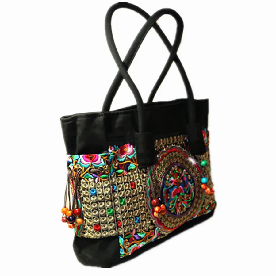 Женская Холщовая Сумка тоут с цветочной вышивкой и бисером|shoulder bags|bag largebag hand |
