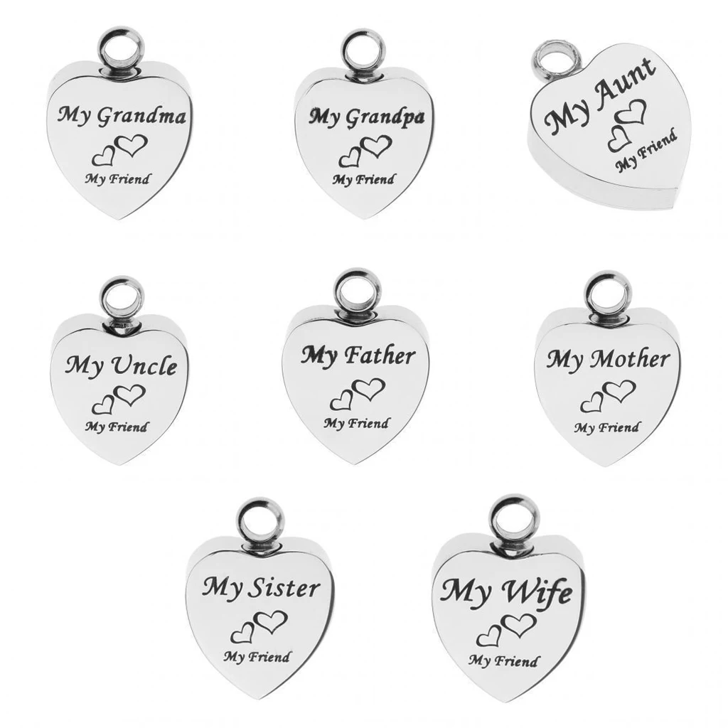 Stainless Steel Cremation My Friend Heart Urn Pendant Keepsake Memorial Charms Jewelry Fit Pendant