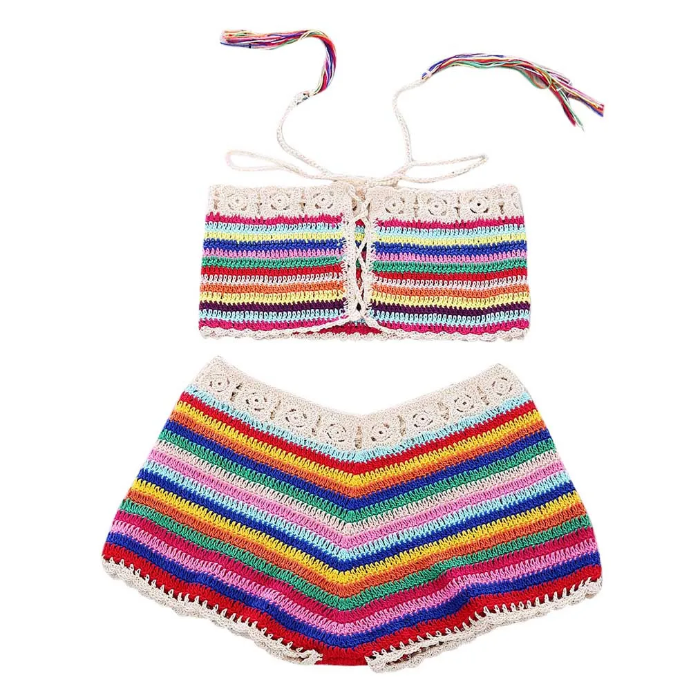 

2019 new ladies beach bikini suit swimsuit bra swimsuit handmade crochet beachwear 9