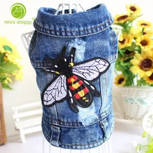 Embroidery Design Cat Dog Clothes Denim Pet Puppy Vest Cowboy Summer Jacket for Chihuahua Teddy Costume Bee Fly Dogs Coat Embroidery Design Cat Dog Clothes Denim Pet Puppy Vest Cowboy Summer Jacket for Chihuahua Teddy Costume Bee Fly Dogs Coat