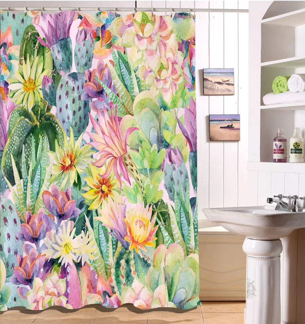 Африканский кактус тропические Цветочные растения занавеска для душа