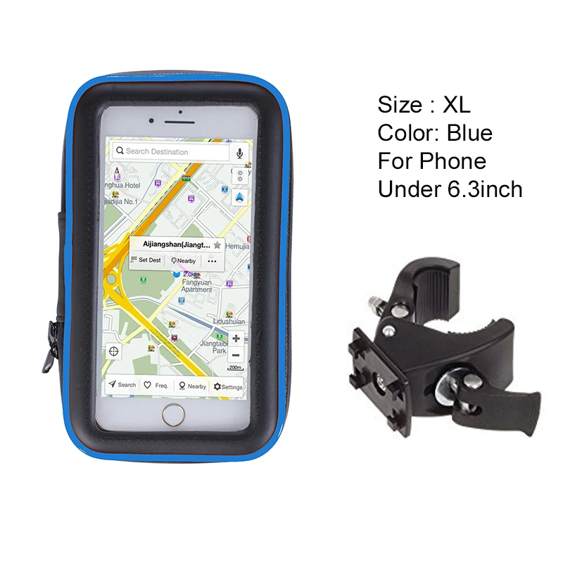 Водонепроницаемый держатель для телефона для велосипеда, велосипеда, мотоцикла, руль, противоударный чехол, держатель для мобильного телефона для iPhone 8 7 - Цвет: Blue XL