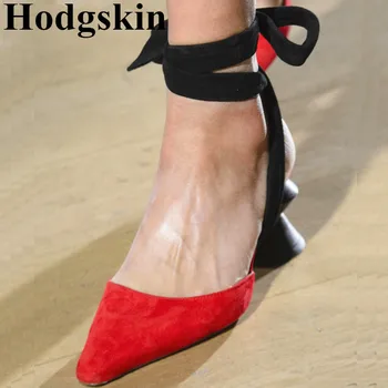 

Novelty Strange Heel Sandals Women 2019 Fashion Runway Cross Tied Dance Party Pumps Slingbacks Ankle Strap Ladies Shoes