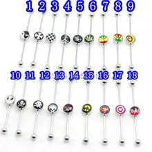 18 разные логотипы на фото выбор серьги-гантели из нержавеющей стали модные новые ювелирные изделия для пирсинга оптом штанга фабричного производства