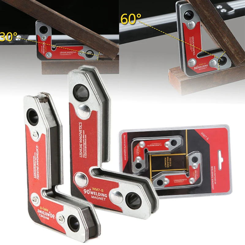

Mayitr 2pcs Strong Neodymium Magnet Welding Clamp Corner Magnetic Holder Fixer Welder Tool 30/60/90 Degree