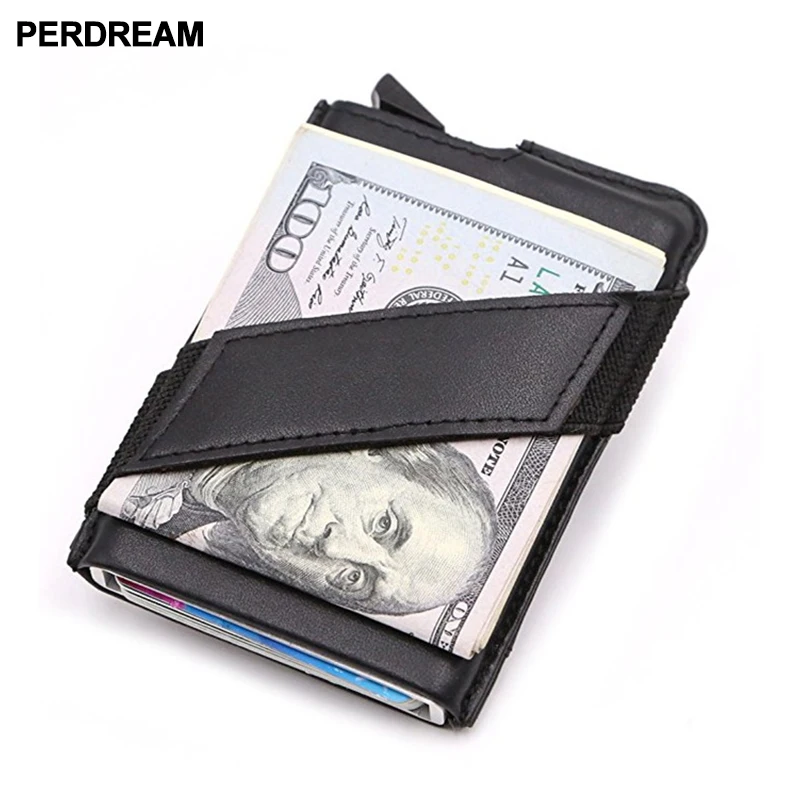 

Genuine leather aluminum alloy wallet, RFID shielded mobile bank card card bag