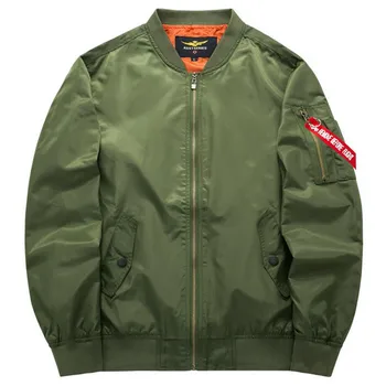 

Spring Autumn Mens Solid Flight Army Green Bomber Jacket Men's Rib Sleeve Zipper Short Air Force Baseball Coats Clothing
