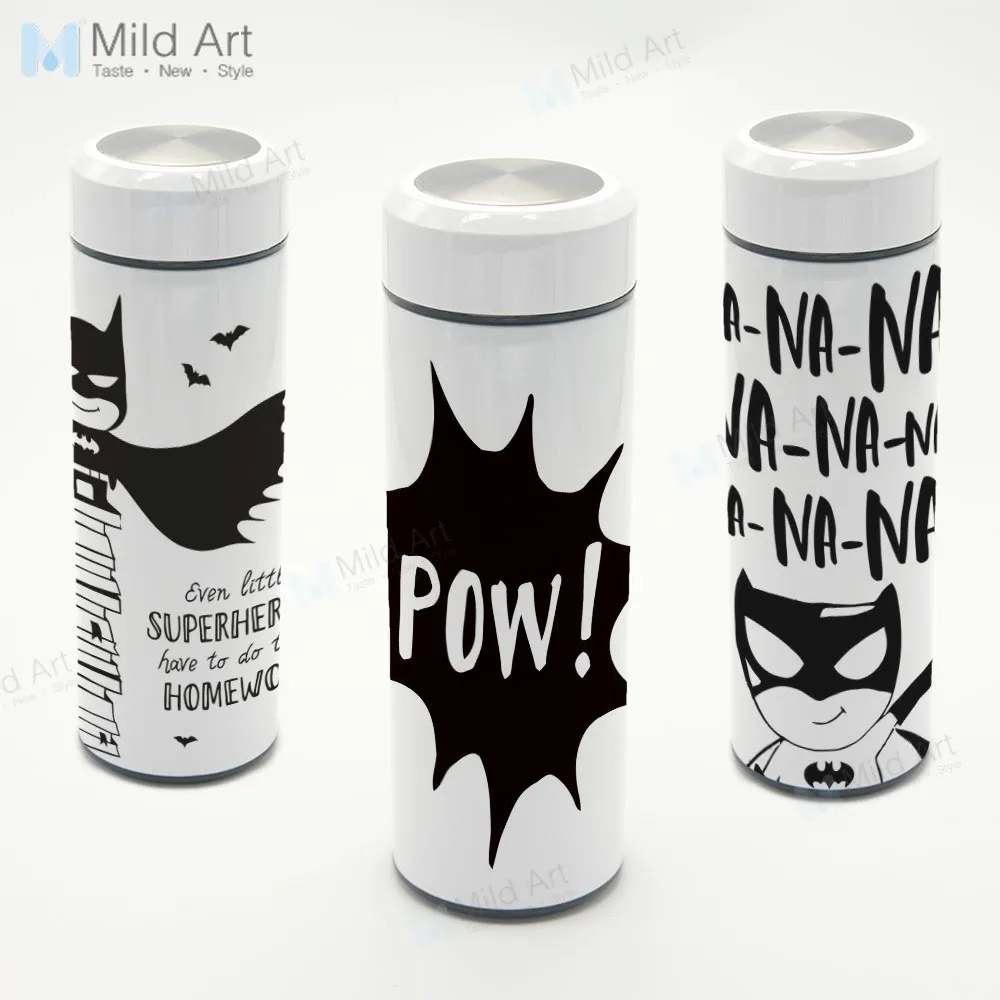 Персонализированная черно белая кружка Kawaii Hero Batman для путешествий Термокружка