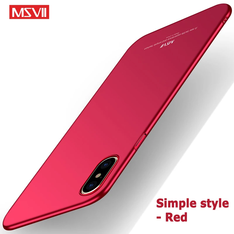 Msvii Чехлы для iPhone X Xs Xr чехол тонкий матовый чехол для Apple iPhone Xs Чехол Жесткий PC чехол для iPhone Xs Max чехол для телефона - Цвет: Simple Red