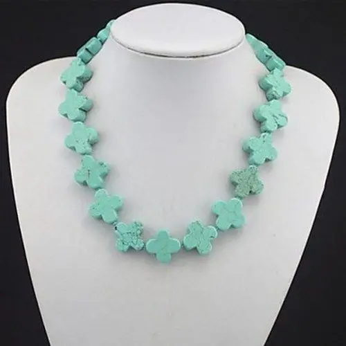 

Miss charm Jew1975 Look Natural Real Flower Turquoise Stone Necklace