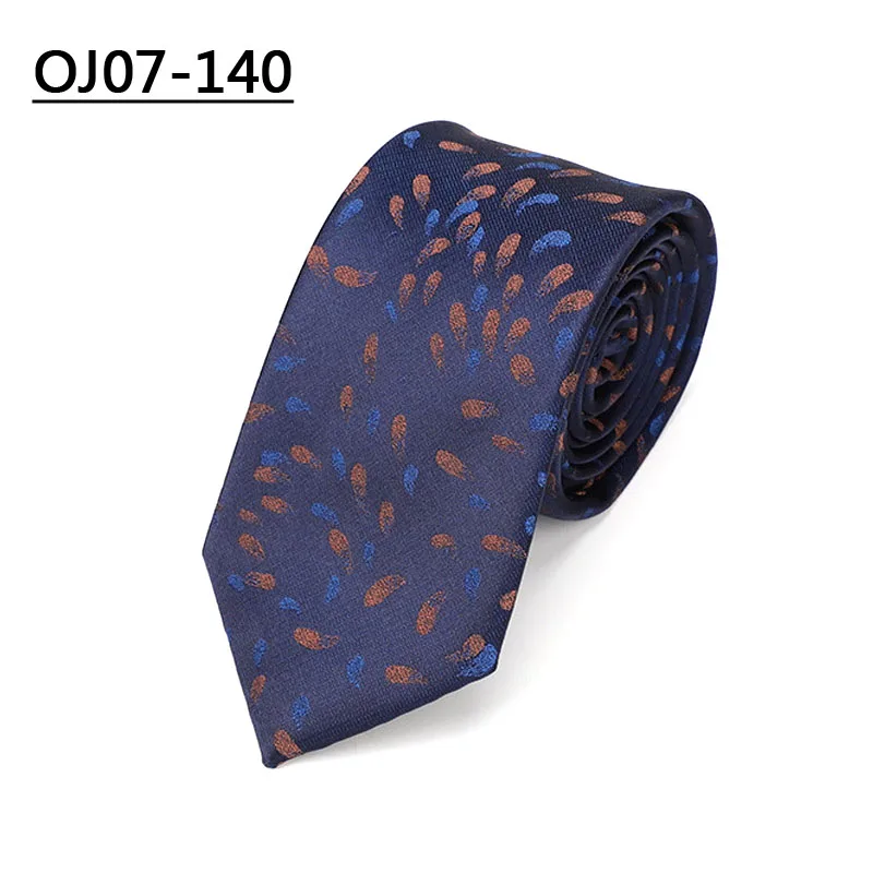YISHLINE Новые 7 см галстуки красные синие цветочные галстуки для мужчин Свадебная вечеринка рубашка костюм жениха Длинный Галстук полиэстер шелк жаккард - Цвет: OJ07-140