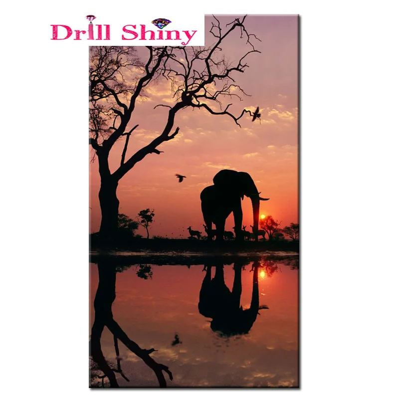 

Drill Shiny 5D DIY Diamond Painting Animal Elephant Diamond Painting Cross Stitch Beautiful Animal Needlework Home Decorative