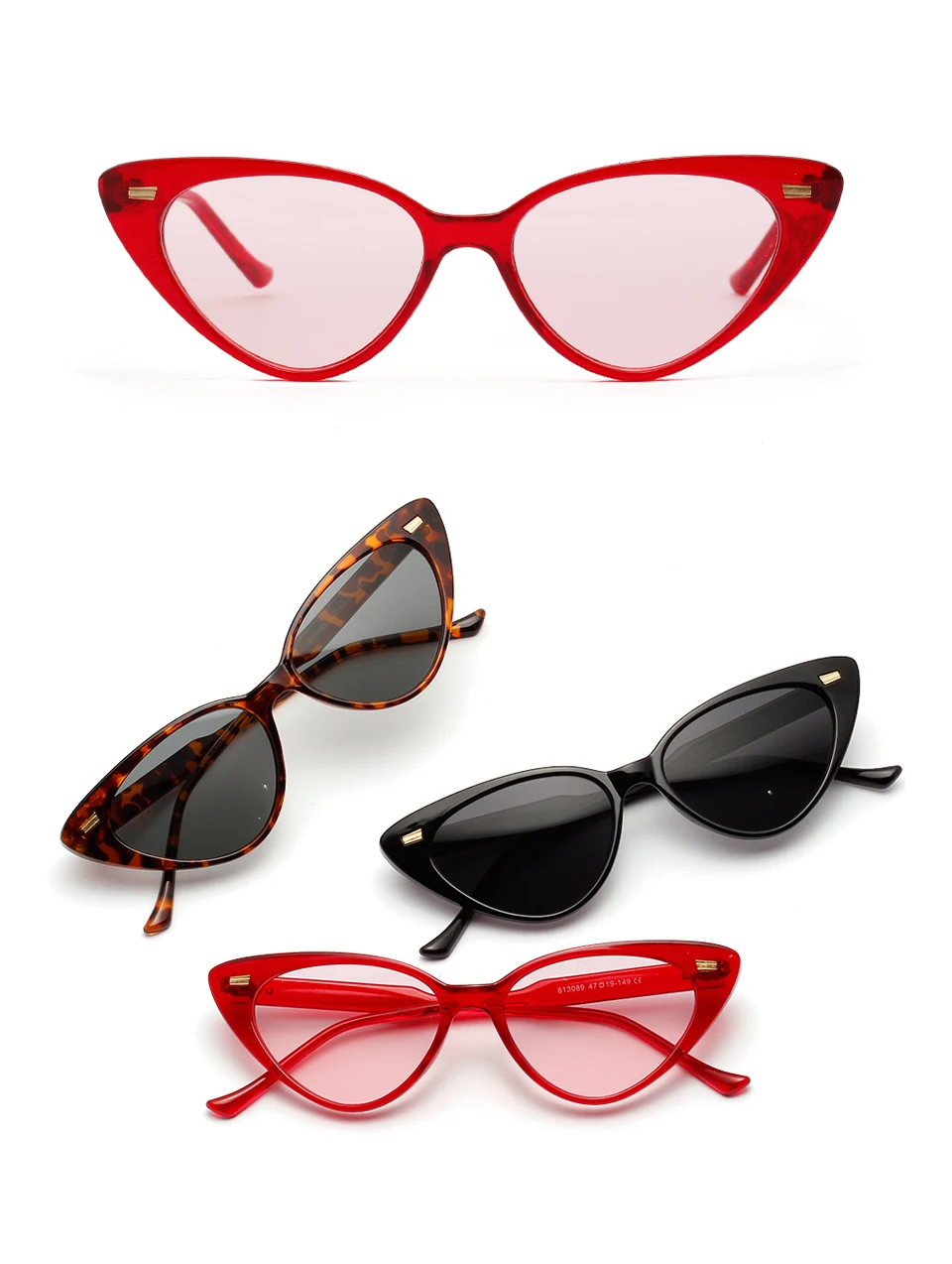 Peekaboo, красные солнцезащитные очки кошачий глаз, женские ретро очки с заклепками,, женские солнцезащитные очки, леопардовые, черные, летние аксессуары, uv400, Прямая поставка