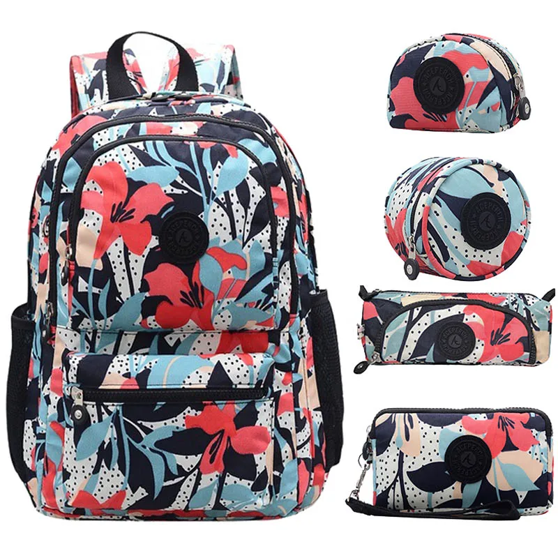 ACEPERCH женские оригинальные рюкзаки Mochila Mujer Escolar Feminina, школьная сумка для девочки-подростка, нейлоновый Водонепроницаемый женский рюкзак - Цвет: 5pcs Lily