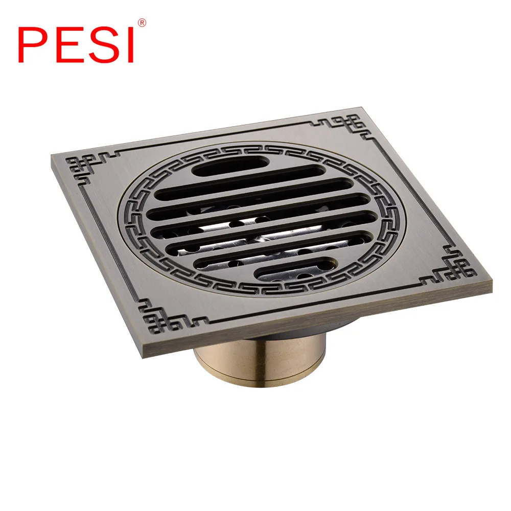 Square Odor resistant Floor Drain Cover Rectangle All Brass Shower