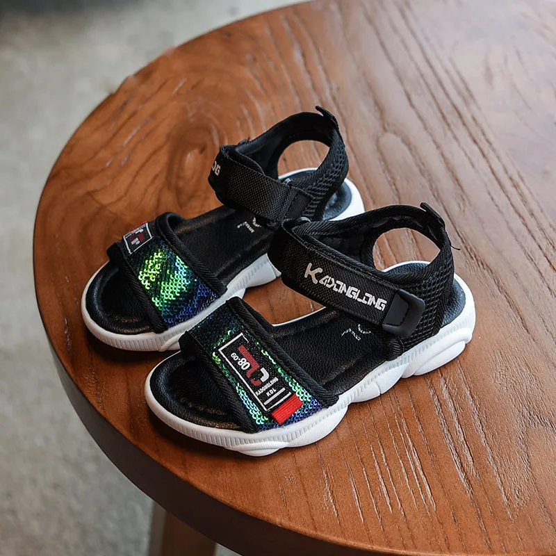 

KissMud 2019 New Baby Boys Summer Black Casual Beach Sandals Kids Breathable Soft Non-Slip Shoes Toddlers Fashion Sports Sandals