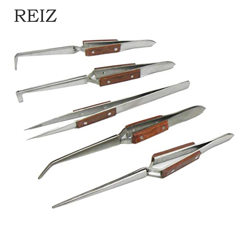 

REIZ Tweezers Soldering Fiber Grip Cross Locking Set Locking Gemstone Tweezer Jewelry Making Tool