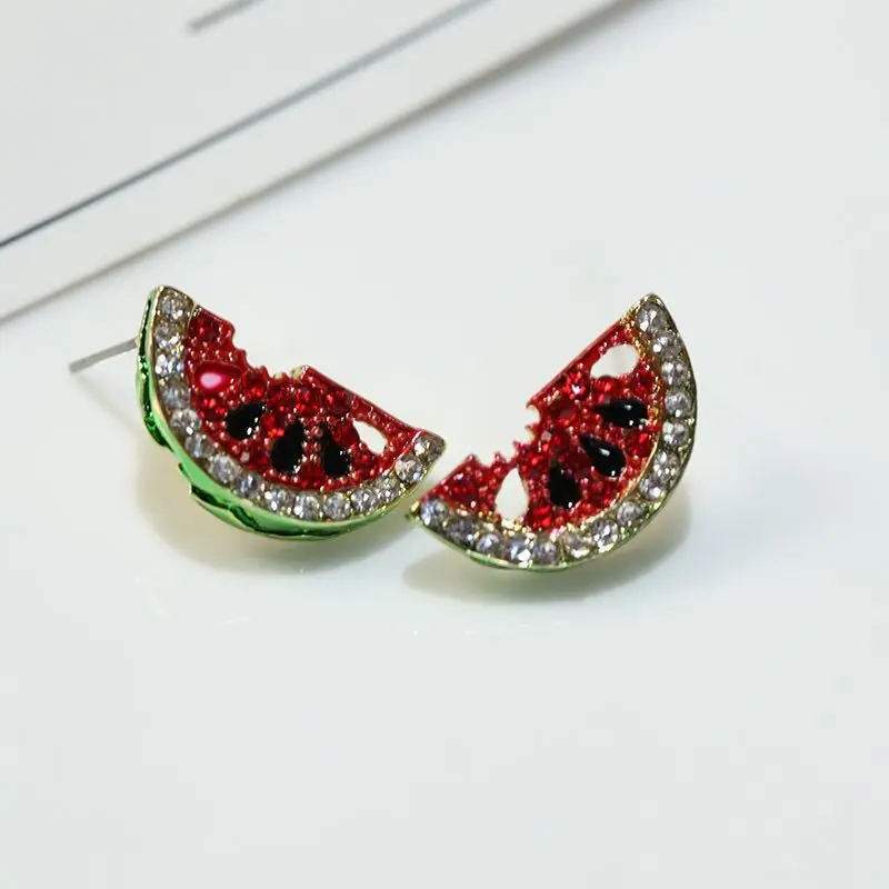 

Fashion watermelon Earrring AAAAA Cz Real 925 sterling silver Statement Wedding Stud Earrings for women Bridal Party Jewelry