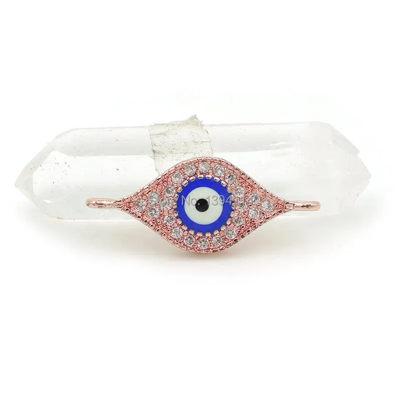 22*9*3 мм Micro Pave Clear CZ Eye Charm Соединитель с enameling Blue Eye подходит для мужчин и женщин, делая браслеты ювелирные изделия
