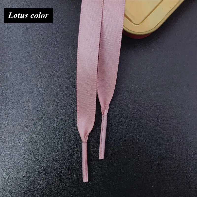 New 15 Color 1 cm Width Satin Silk Ribbon Shoelaces 80/100/120/150 CM Length Sneaker Sport Shoes Lace Drop Shipping S-2 - Цвет: Lotus color