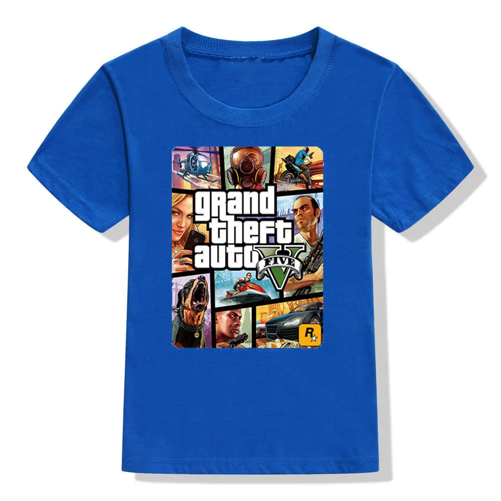 blue Лидер продаж, футболка для мальчиков и девочек футболка с надписью «1 gta» одежда с длинными рукавами, gta Street Fight, gta 5 Детские хлопковые футболки, детская одежда с короткими рукавами - Цвет: blue