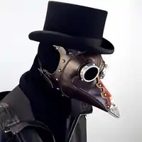Steampunkโรคระบาดนกหน้ากากแพทย์หน้ากากสีน้ำตาลหนังPUนกจะงอยปากหน้ากากโกธิคย้อนยุคฮาโลวีนคอสเพลย์พรรคหน้ากากหน้ากาก