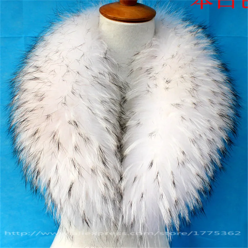 

Real Raccoon Fur Collar for Coat Hooded Hat Jacket Autumn Winter Warm Fur Raccoon Scarf Outerwear Coat Removable Fur Collar S#4