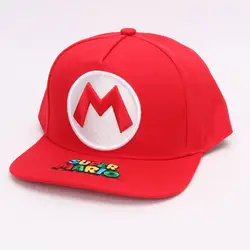 Super Mario Bros шляпа Марио Красная Вышивка Snapback Бейсболки мультфильм взрослые повседневные Летние солнцезащитные шапки Пара хип-хоп шапки