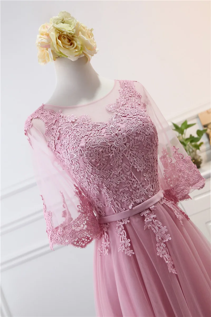 Женское платье подружки невесты Dusty Rose с милыми бабочками и коротким рукавом