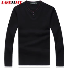 LONMMY 5XL 6XL 7XL 8XL свитер Мужская одежда пуловер с v-образным вырезом мужской Рождественский свитер мужской повседневный черный винный красный синий sueter hombre