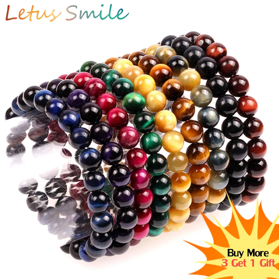 

Colorful Tiger Eye Strand Bracelets for Women Nature Stone Beaded Bracelet Men Fashion Semi-precious Stones Jewelry Gift Braslet