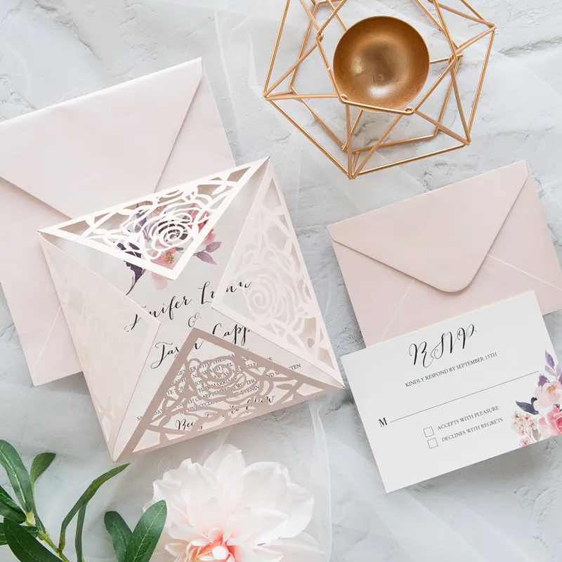 blush-pink-laser-cut-wedding-invite-with-floral-accent-in-lavender-and-mauve-EWDM003-2