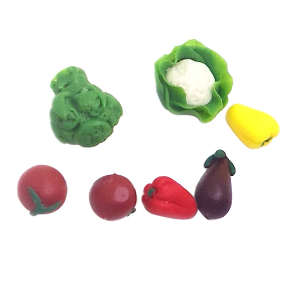 Miniatures Food Ornaments Resin Vegetable Model Toys Micro Landscape Decoration 1/12 Scale Food Collectibles 7 Pieces