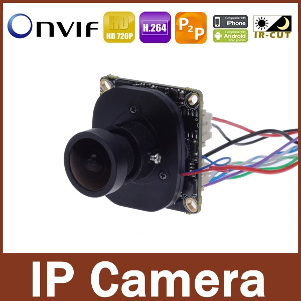 H.264 720P CMOS 1.0MP 2.1mm 150 Degrees Lens Wide Angle IR-CUT CCTV Board Mini IP Camera Support ONVIF
