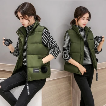 

KUYOMENS 2017 New Autumn And Winter Women Vest Down Jacket Slim Plus Thick Solid Collar Collar Warm Vest Jacket Woman Vests