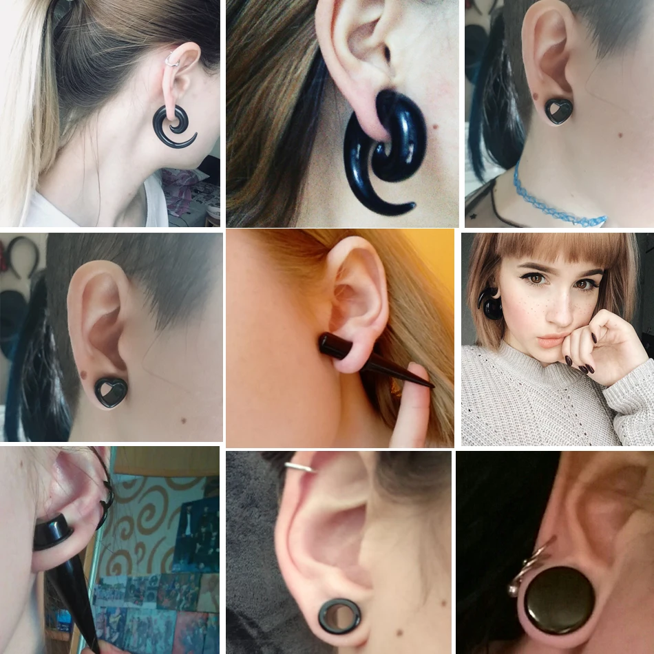 Piercing Jewelry 2PCS Heart Tunnel Plug Piercings Acrylic Spiral Ear Taper Piercing Earlets Stretchers Gauge Expander Saddle Plugs