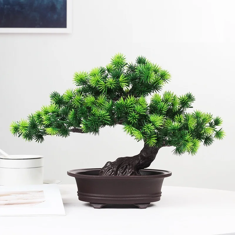 Artificial Large Bonsai Welcome Pine Bonsai Tree In Pot Artificial Plant Fake Plastic Bonsai Decoration For Office And Home Aliexpress Mobile Version