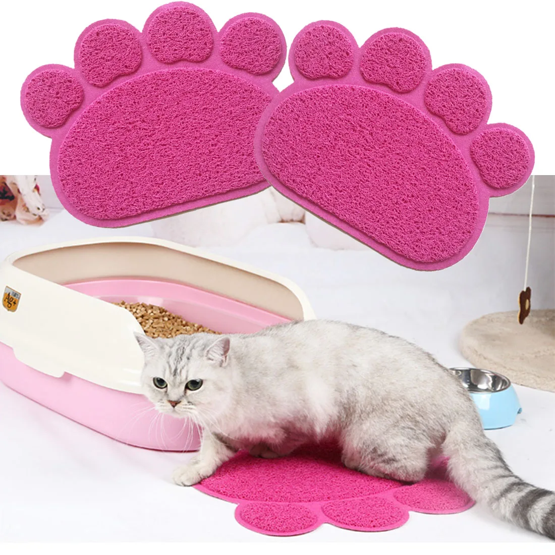 

PVC Pet Dog Cat Feeding Mat Footprint Pad Cute Paw Pet Dish Bowl Feed Place Puppy Bed Blanket Table Mat Easy Wipe Cleaning